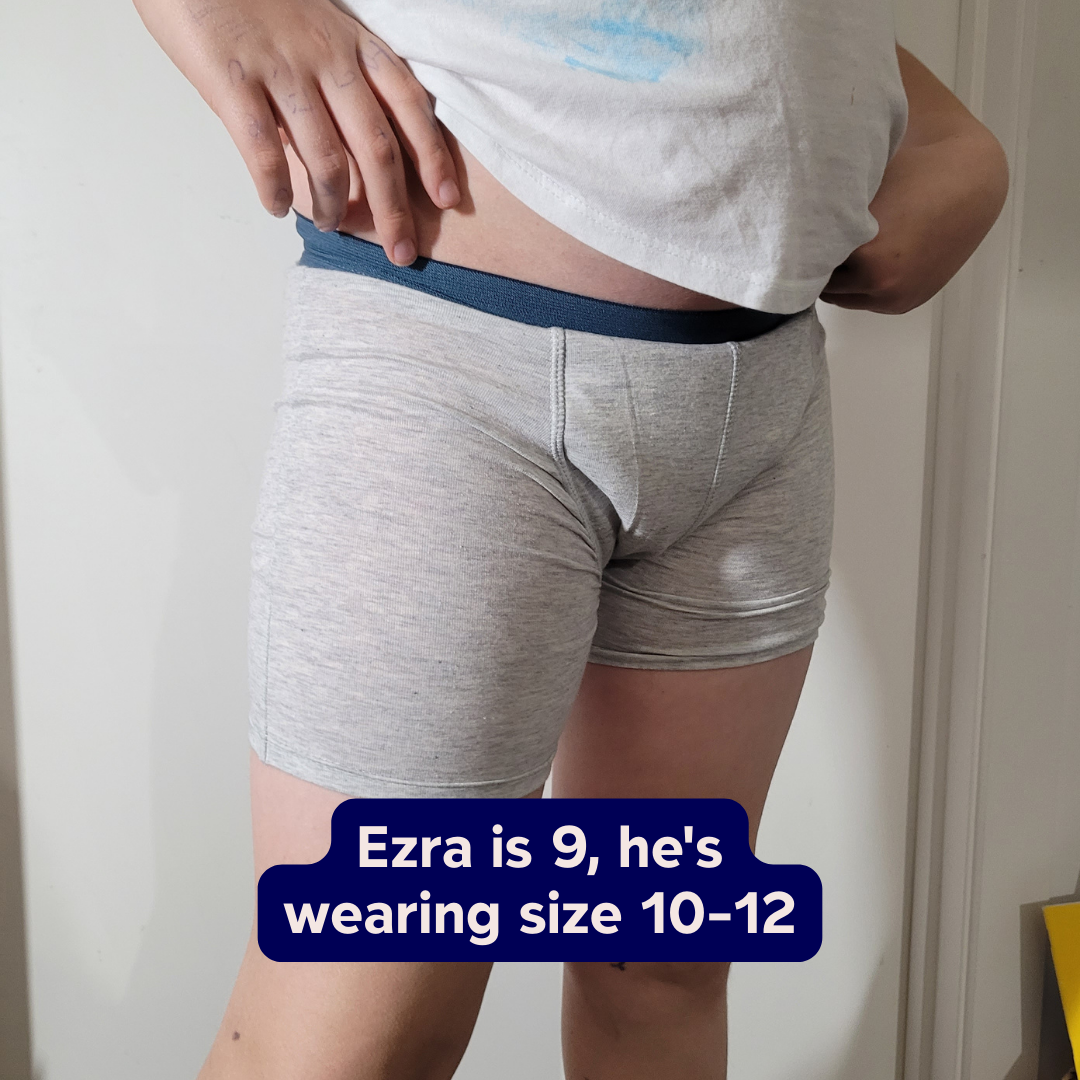 Child wearing a size 10-12 Snazzi Pants Night Trainer - Cloudy