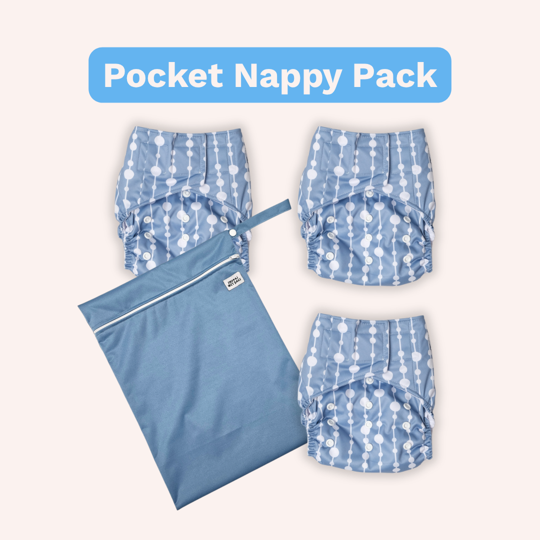 Reusable nappy starter kit — Snazzi Pants Pocket trial pack for babies 4kg–18kg