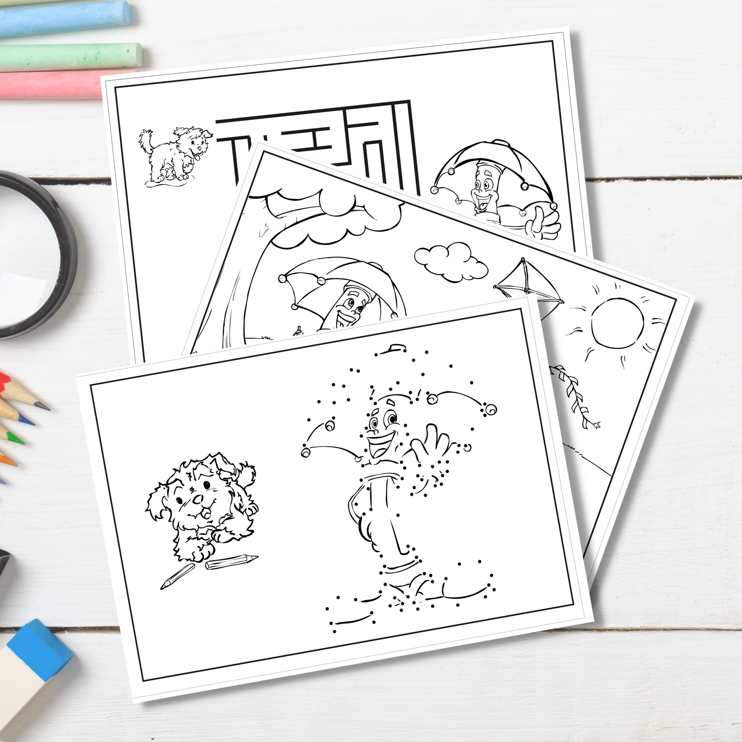 Boredom Busters Cover Image, featuring 3 pages from the Boredom Busters printable