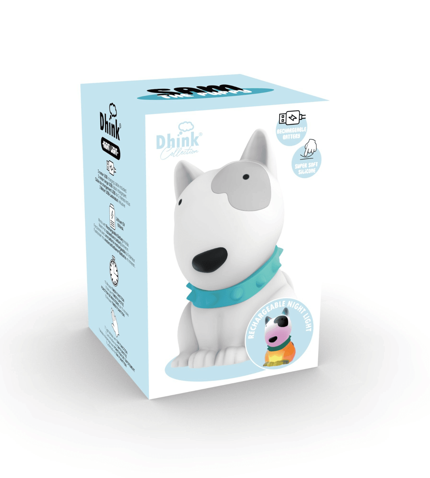 Soft Rechargeable Happy Puppy Night Light for kids in a box