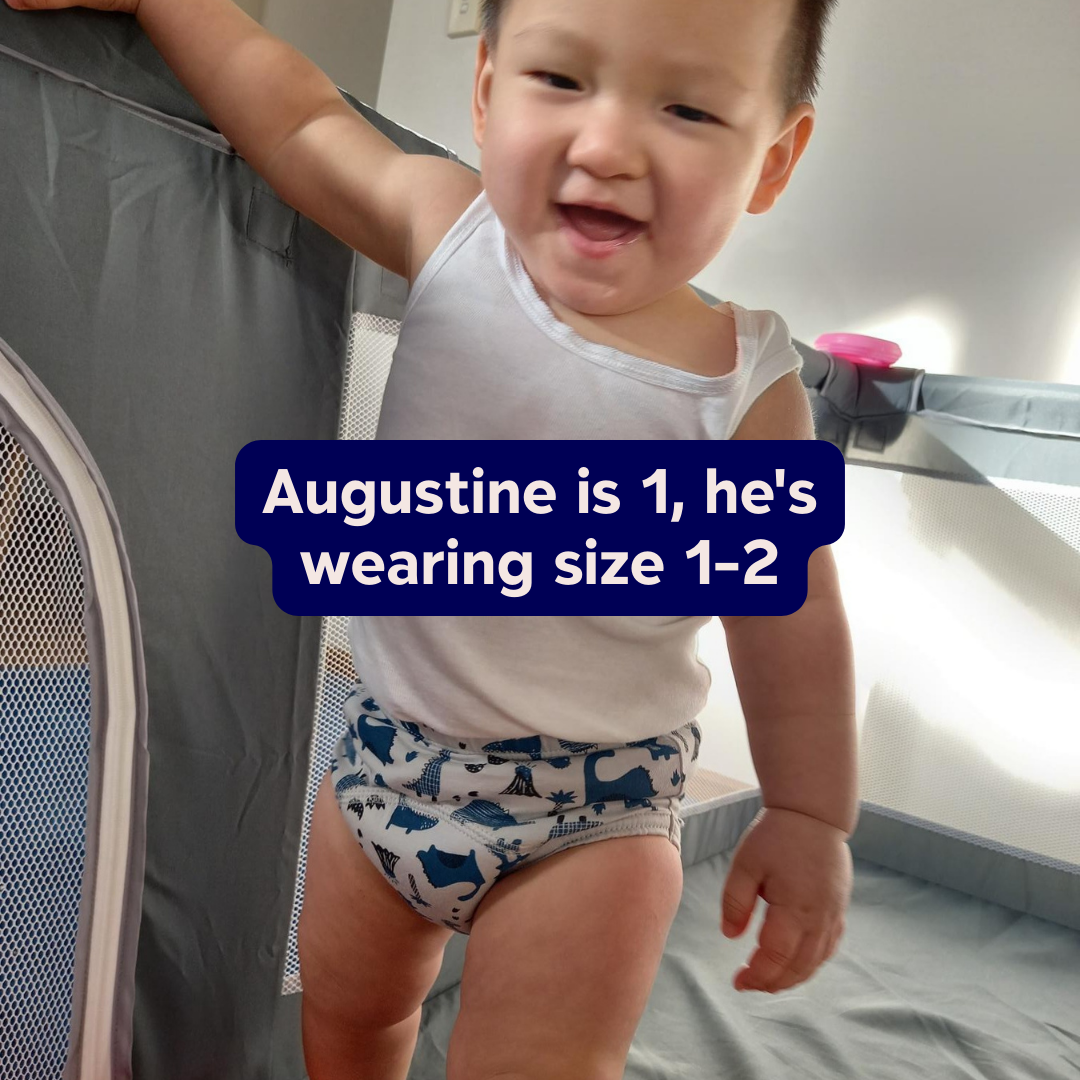 Child wearing a size 1-2 Snazzi Pants Day Trainer - Dino Dash

