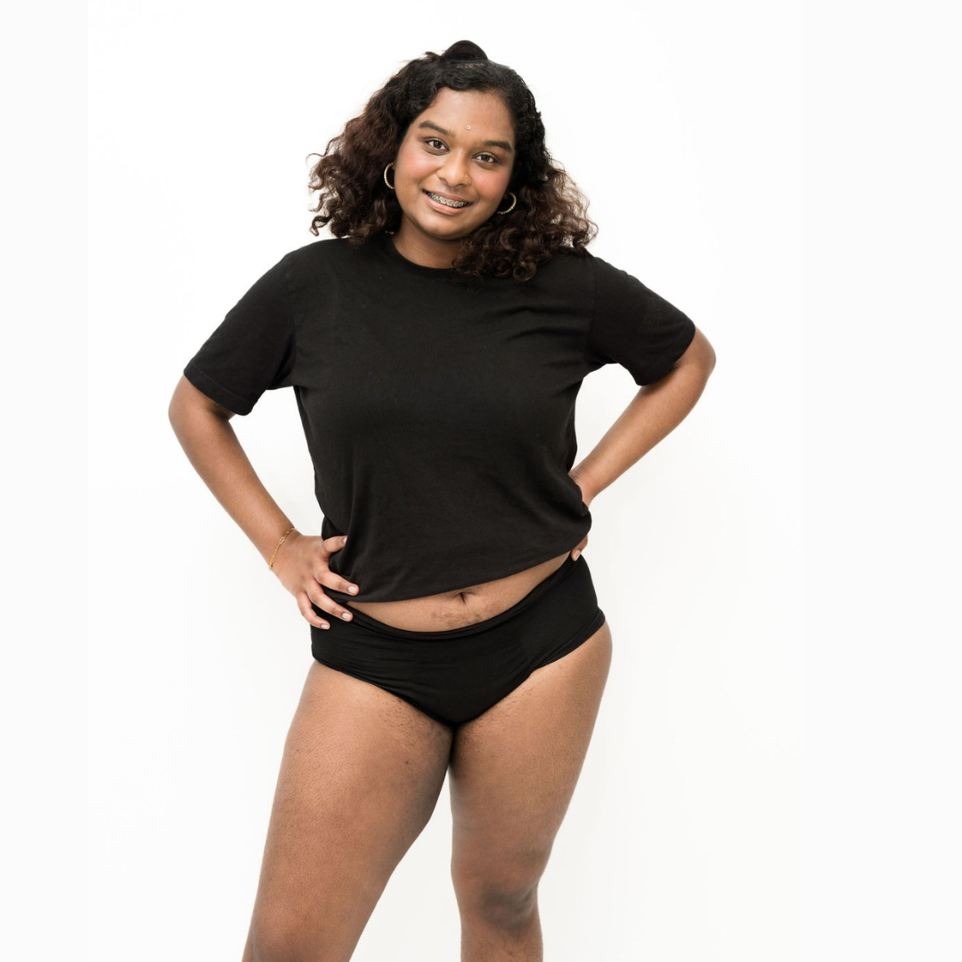 Period Underwear - Midi Brief - Black