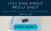 folded Blue Brolly Sheet with Eclipse alarm with Banner offering Free King Single Brolly Sheet with every eclipse alarm purchase