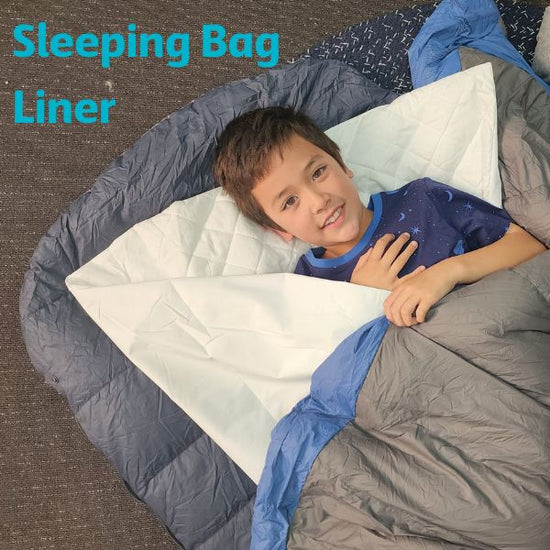Boy in sleeping bag with liner 