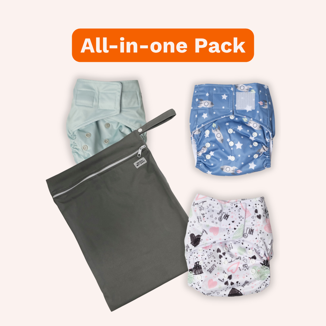 Snazzi Pants All-in-One Trial Nappy Pack with Brolly Medium Wet Bag included