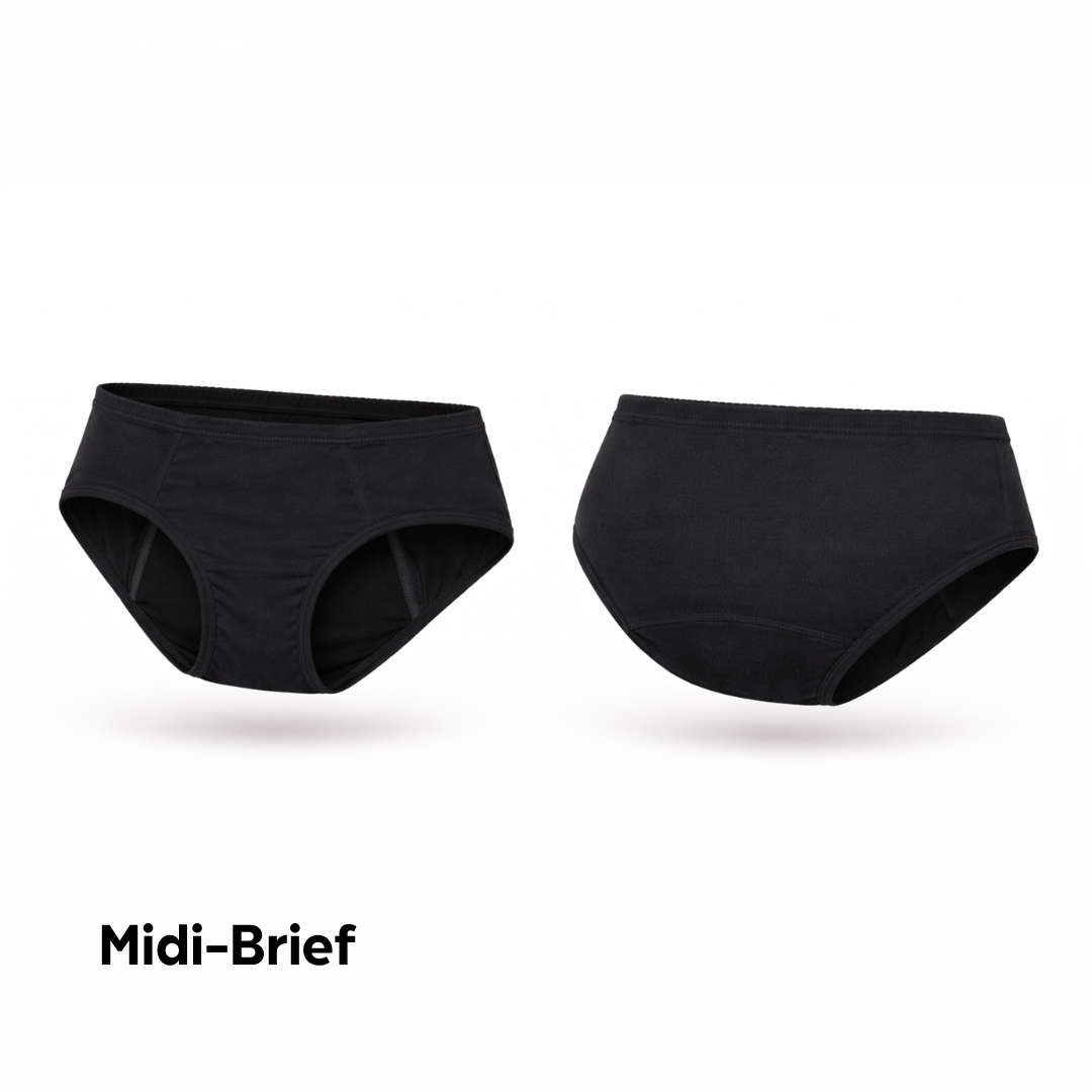 Women’s Absorbent Underwear - Midi Brief - Black